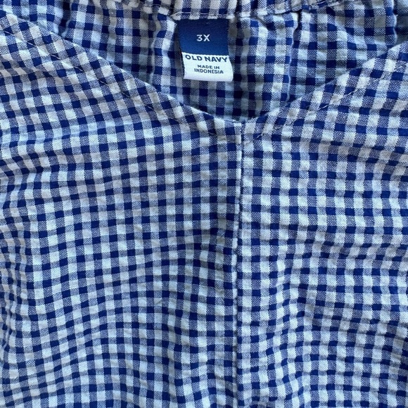 Blue Gingham Babydoll V-neck Tiered Women's Top - Picture 7 of 7